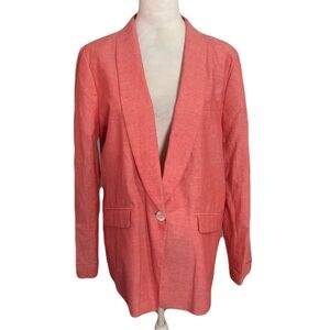J. Crew Womens 16T Coral Red Cotton Linen Blend Blazer Jacket Career Old Money